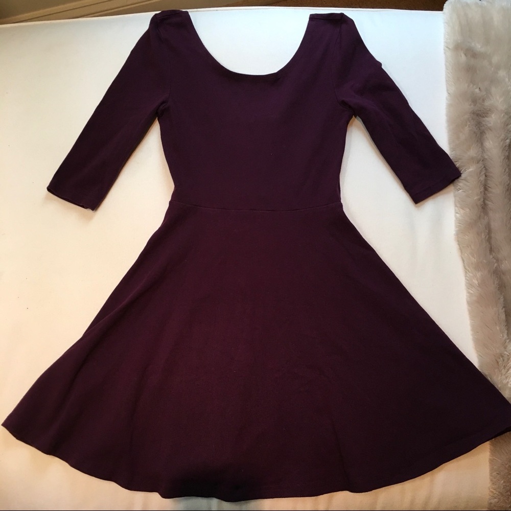 Express- Plum Open Back Skater Dress